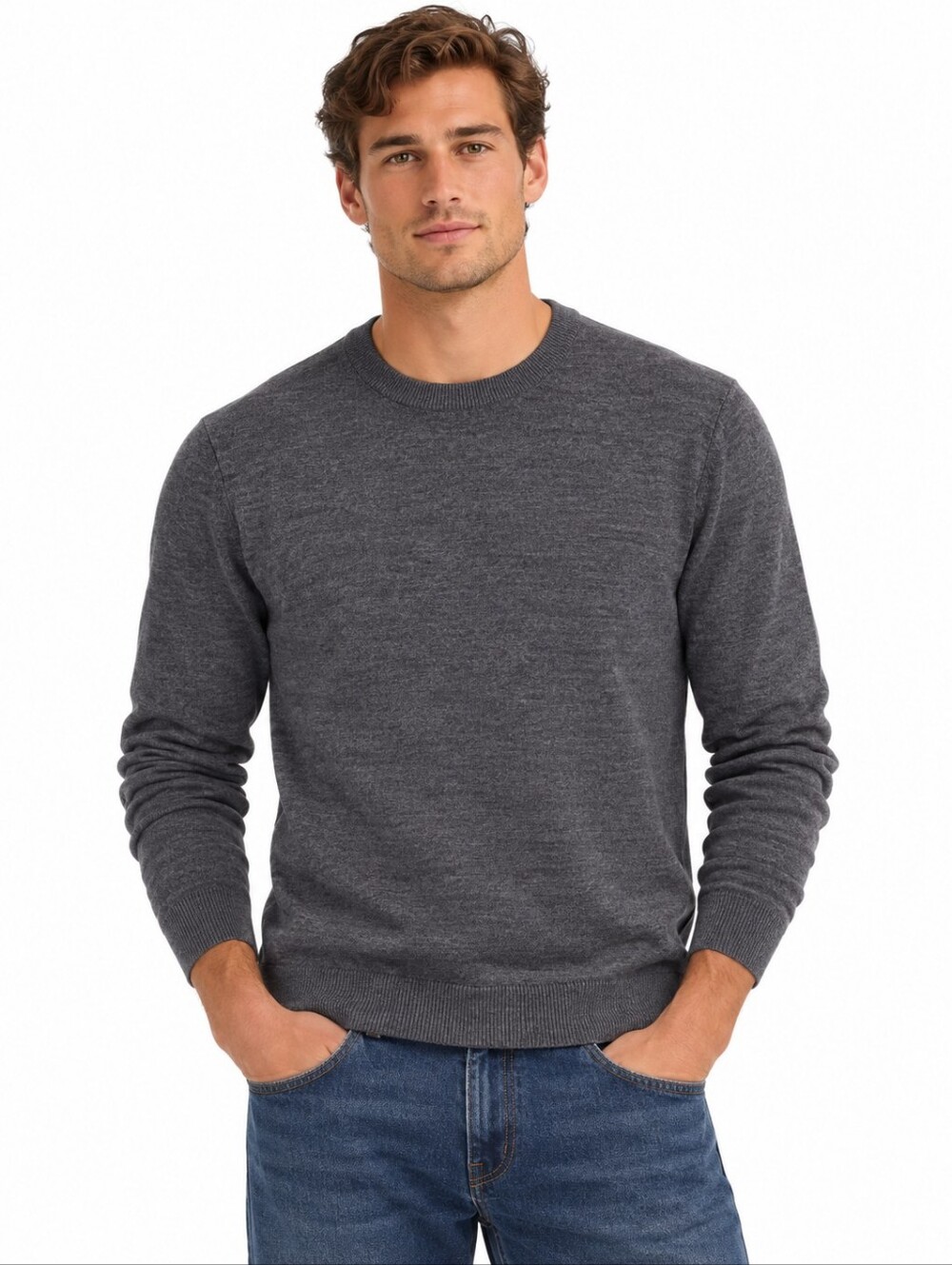 J. Crew Grey Italian Merino Wool Crew Neck Sweater Size S